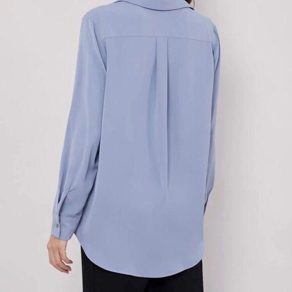 Blue Button Down Blouse Med Lg - Picture 5 of 5